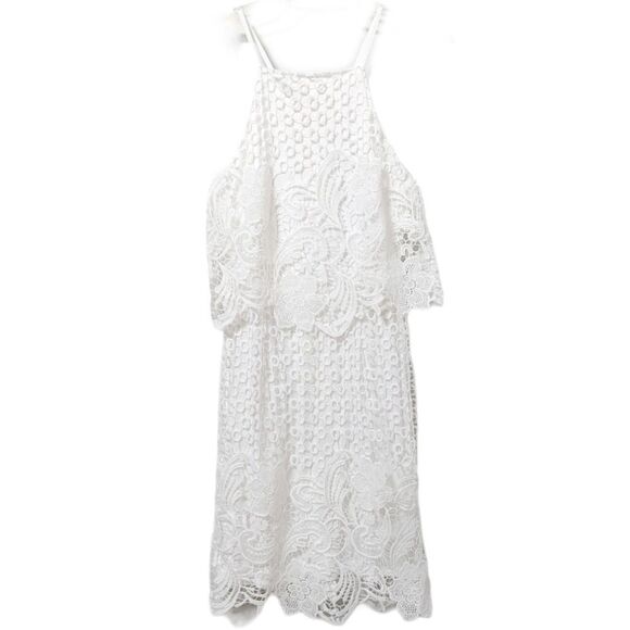 BB Dakota Bryn Lace Halter Mini Dress White Lined - Picture 1 of 10